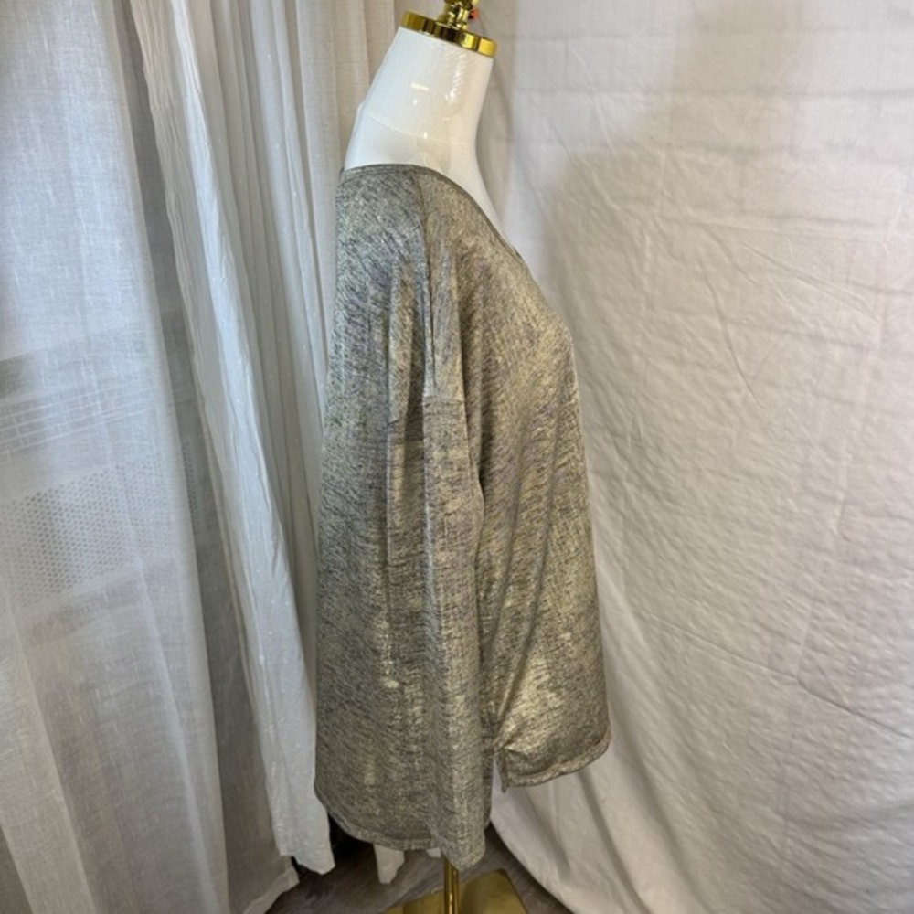 Lane Bryant Plus 18 / 20 Metallic Gold/Black Long Sleeve Scoop Neck Tunic Top‎ - Picture 2 of 12